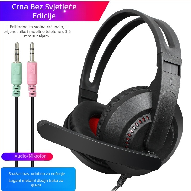 Messide A2 LED gaming slušalice s mikrofonom, žične, preko uha, bas-pojačanje