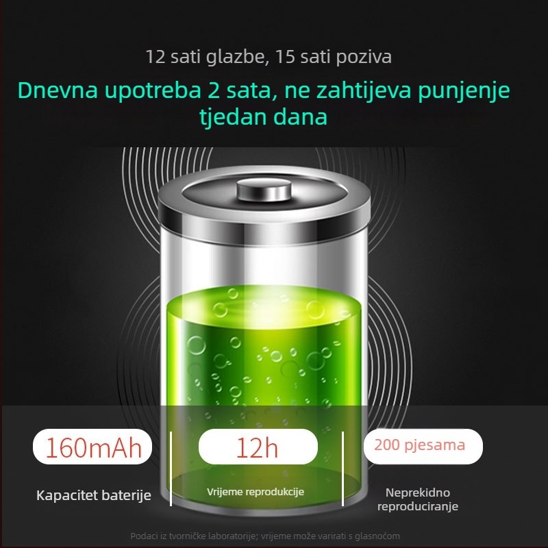 Bežične Bluetooth sportske slušalice s dizajnom visećeg uha, IP68 vodootpornost, Bluetooth 5.0, domet 15 m, trajanje baterije >8 sati