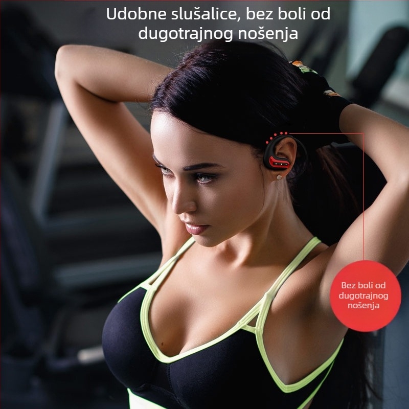 Bežične Bluetooth sportske slušalice s dizajnom visećeg uha, IP68 vodootpornost, Bluetooth 5.0, domet 15 m, trajanje baterije >8 sati