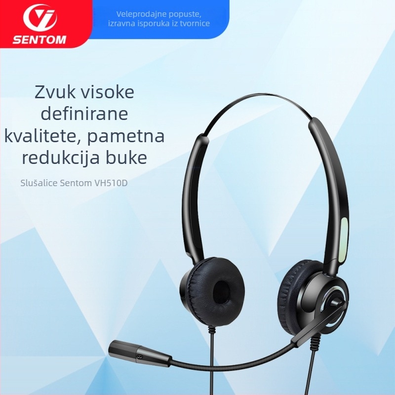 Žični headset za nošenje na glavi s mikrofonom za otklanjanje šumova, RJ9, 2,5 mm, 3,5 mm i USB priključci, 100–10000 Hz, impedancija 150 Ω