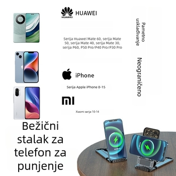 Novi bežični 3-u-1 stolni punjač za iPhone i slušalice, magnetsko punjenje, QC 3.0, do 15 W