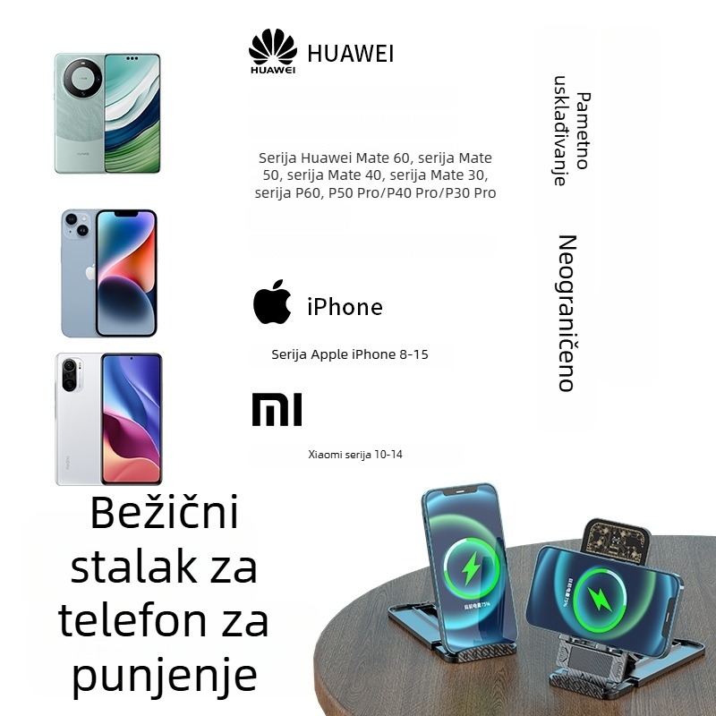 Novi bežični 3-u-1 stolni punjač za iPhone i slušalice, magnetsko punjenje, QC 3.0, do 15 W