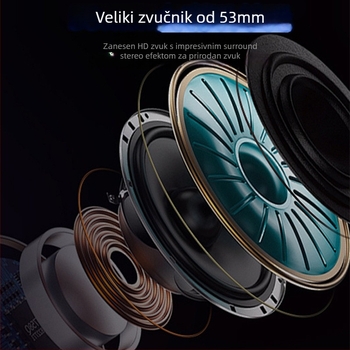 Bežični gamerski headset, Bluetooth s tri načina, 53 mm zvučnici, 20 Hz–20 kHz, 32 Ω, 116 dB