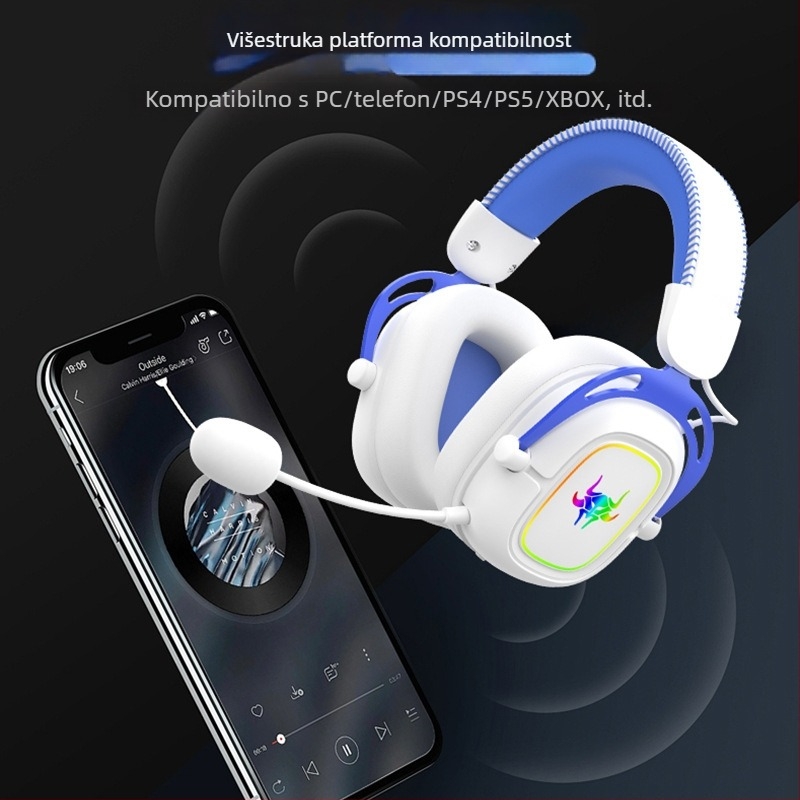 Bežični gamerski headset, Bluetooth s tri načina, 53 mm zvučnici, 20 Hz–20 kHz, 32 Ω, 116 dB