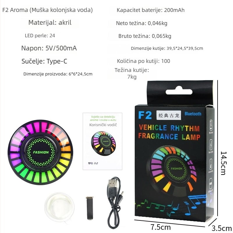 Unutarnje ambijentalno svjetlo za automobil s RGB, aromaterapijom, glasovno upravljanim ritmom glazbe, USB napajana spiralna lampica