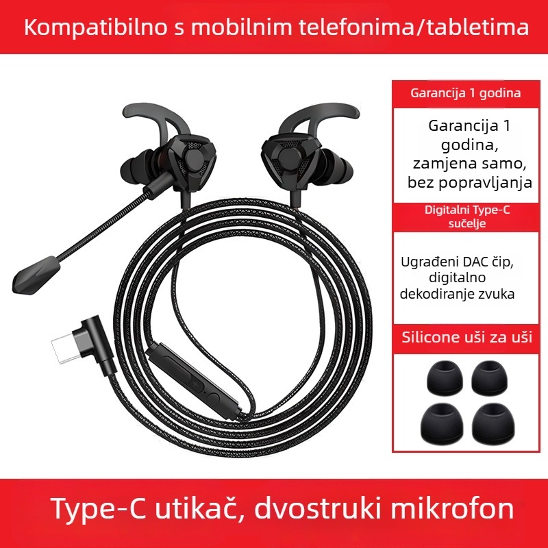 Žičane gaming slušalice s mikrofonom, in-ear, za PC/Desktop/Laptop, 3,5 mm, 20–20000 Hz, 16 Ω