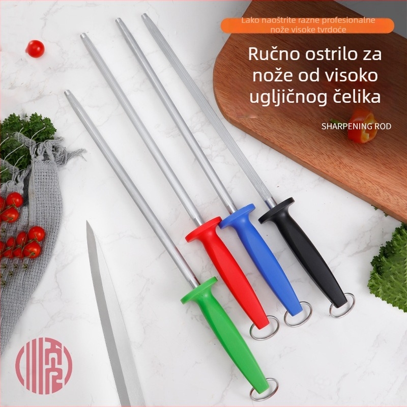 Štapić za oštrenje noževa s dugom ravnom drškom, SHUN, visoko ugljično čelik (Materijal: Visoko ugljično čelik; Funkcija: Oštrenje noževa; Prilagodba: Da; Privatna oznaka: Dostupna)