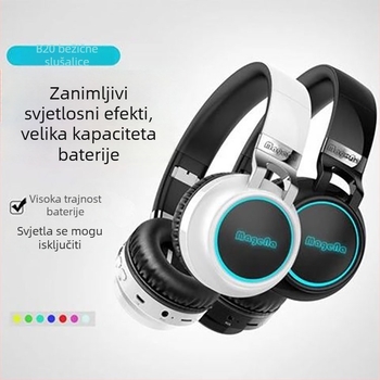 Bežični Bluetooth headset za glavu, stereo dvostrani, sklopivi, Bluetooth 5.0, domet 10 m, trajanje baterije >8 h