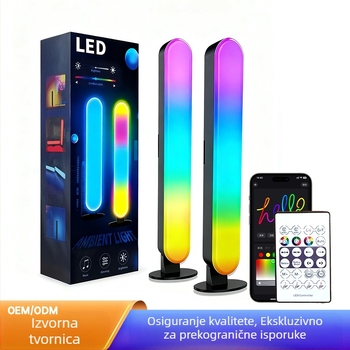 RGB ambijentalna svjetiljka za gaming sa zvučnim ritmom, senzorom i glasovnim upravljanjem, stolna lampa na stupu