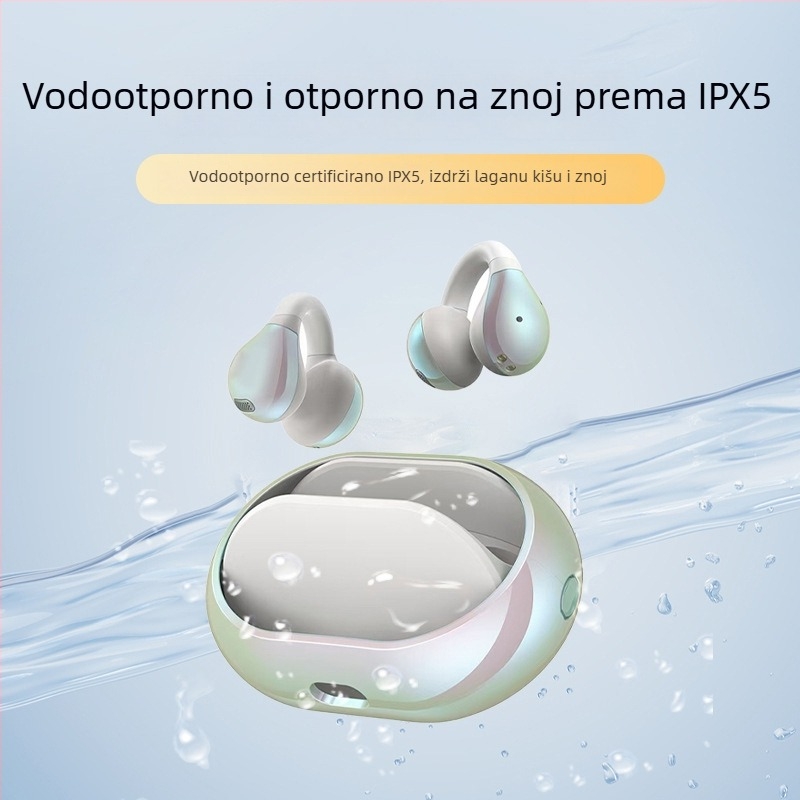 Aicosun Bluetooth clip za uho slušalica, verzija 5.3, domet 10 m, trajanje baterije 4–8 h, bilateralni stereo zvuk, na glavi
