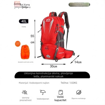 Planinski ruksak s jastučićem na ramenima, vodootporan, otporan na habanje, odjeljak suho/mokro, noćni reflektirajući elementi