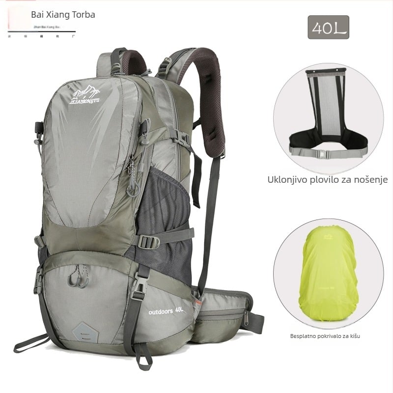 Planinski ruksak s jastučićem na ramenima, vodootporan, otporan na habanje, odjeljak suho/mokro, noćni reflektirajući elementi