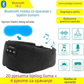 Bluetooth maska za spavanje s glazbom — ugrađeni 24 bijela šuma, 35 sati reproducije, Bluetooth 5.2, domet 20 m, na glavi, poliester