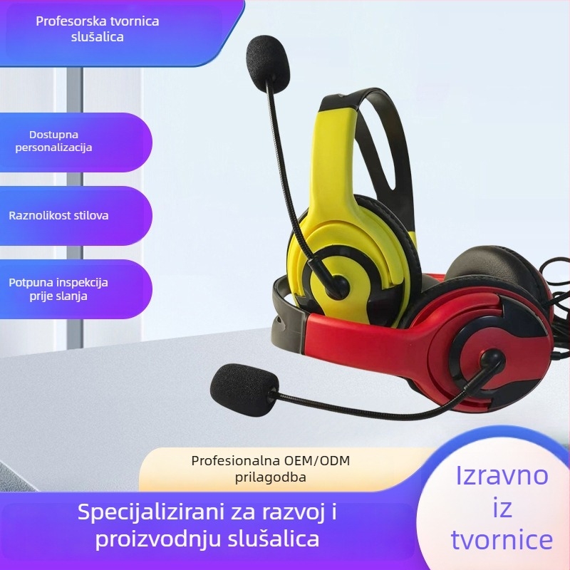 Žične gaming slušalice za PC/Laptop s ugrađenim mikrofonom, preko uha, model 2024