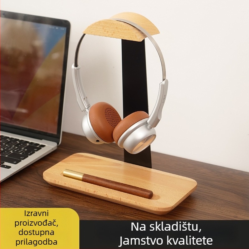 Drveni držač za gaming slušalice — moderni minimalistički dizajn, stolno skladištenje, jednostupanjski, višenamjenski
