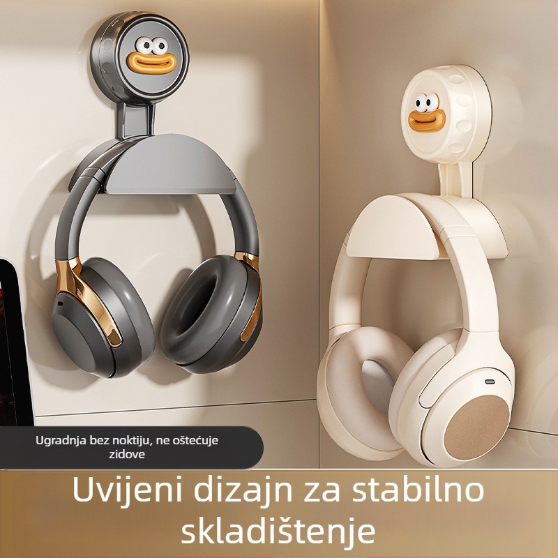 PP držač za gaming slušalice — zidno/na stolna montaža, ljepilo, 1-etažni, moderni minimalistički dizajn, skladište za učenje, stol i spavaću sobu