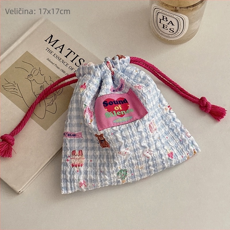 Torba s šnuralom za putovanje za pohranu — crtani prikaz, kozmetička torbica i novčanik, prijenosni višenamjenski organizator (Brand: Lemon book, Model: G895000)