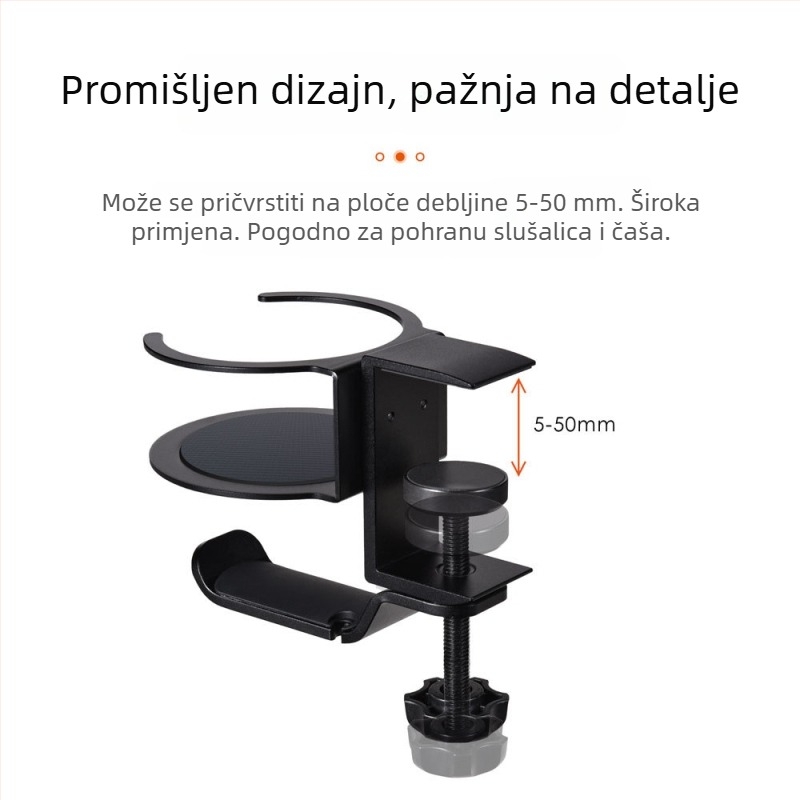 Okretni aluminijski stalak za slušalice s drškom za čašu — Model A215, marka Xinqicheng, za slušalice, OEM