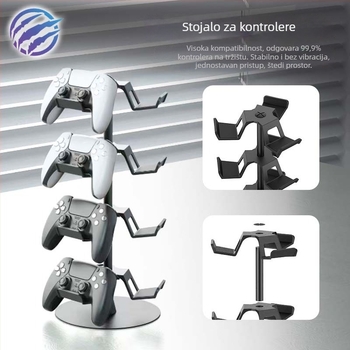 Okretna držač za pohranu kontrolera PS5/Xbox/Switch — 3–4 razine, materijali: aluminijska legura, plastika, željezo, sklapanje
