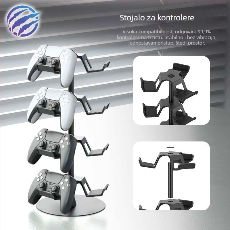 Okretna držač za pohranu kontrolera PS5/Xbox/Switch — 3–4 razine, materijali: aluminijska legura, plastika, željezo, sklapanje