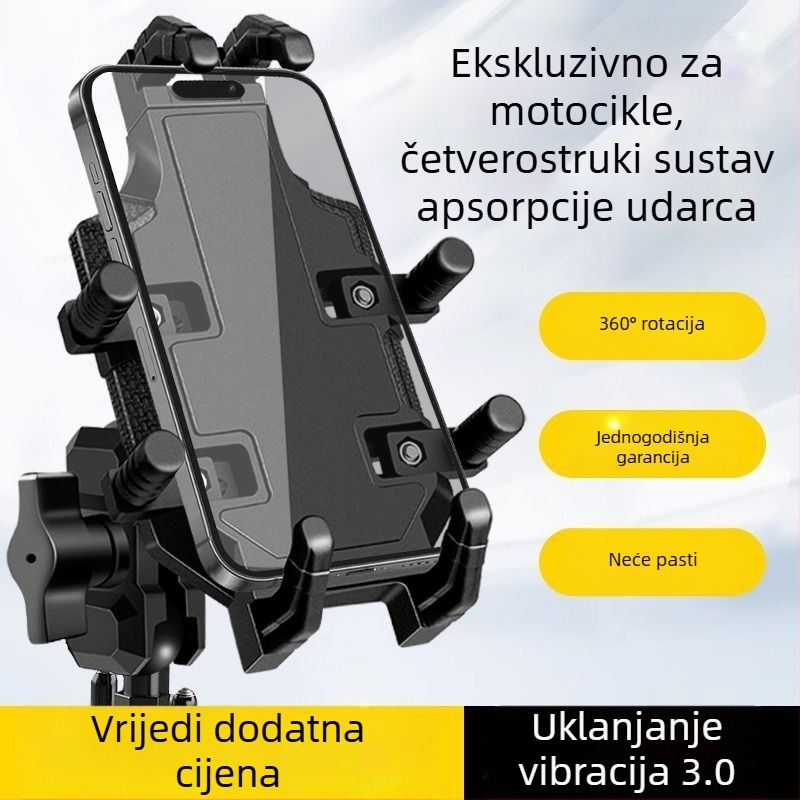 Držač za telefon za motocikl s metalnom konstrukcijom, cyberpunk stil, bežično punjenje