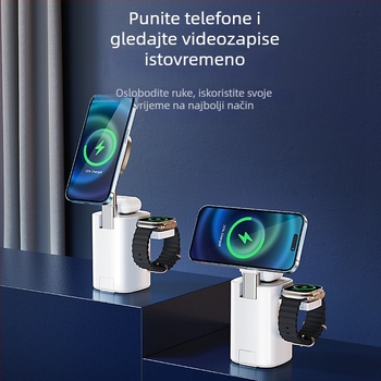 Bežični nosač za punjenje 3 u 1 s dizalom i magnetnom bazom za telefon, sat i slušalice MagSafe