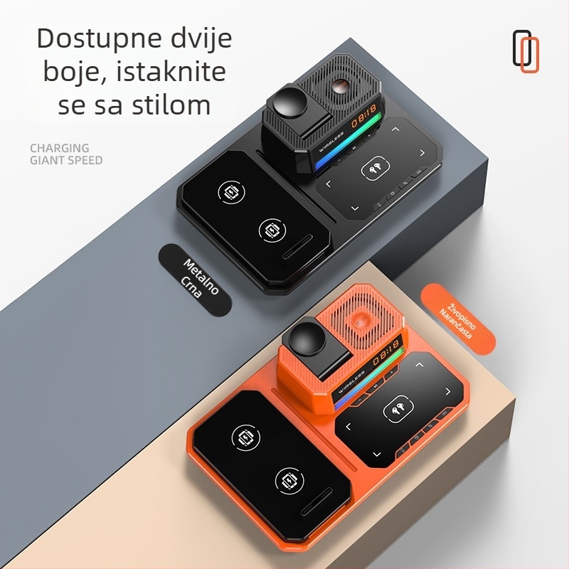 Stolni stalak 6u1 s bežičnim punjenjem, 15W, CE/FCC/ROHS, plastičan, univerzalno