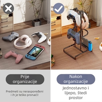 Držač za gamepad i nosač slušalica – višenamjenski stolni organizator, karbonska čelična konstrukcija, model yxsbzj, marka Evesigar, moderan minimalistički dizajn