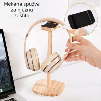 Držač za slušalice od drveta za stolnu ploču – minimalistički dizajn, stolna instalacija, 1 razina, težina 70–80 g