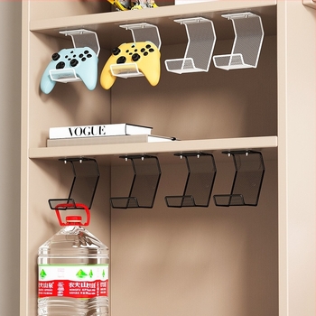 2-u-1 stalak za gamepad i slušalice – bez bušenja, karbon čelik, 1 sloj, skladištenje u spavaćoj sobi