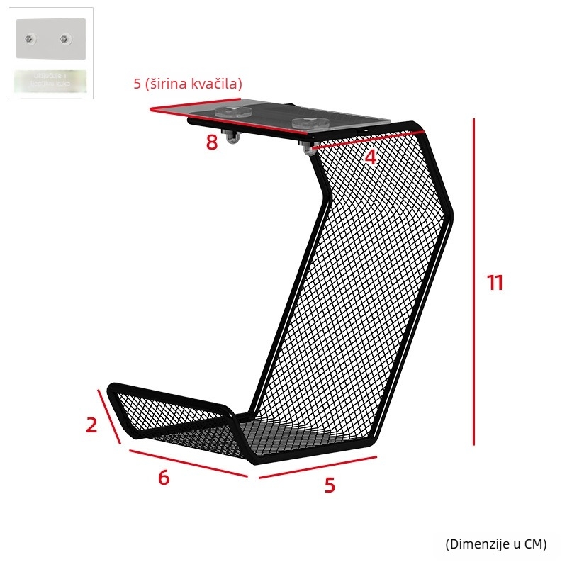 2-u-1 stalak za gamepad i slušalice – bez bušenja, karbon čelik, 1 sloj, skladištenje u spavaćoj sobi
