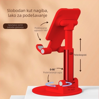 Stolni držač za telefon, podesiv, sklopiv, prenosiv, bežično punjenje, za livestream i gledanje videa, univerzalno