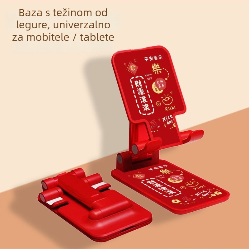 Stolni držač za telefon, podesiv, sklopiv, prenosiv, bežično punjenje, za livestream i gledanje videa, univerzalno