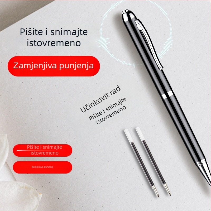 Q90B olovka‑diktofon, jednim pritiskom na snimanje, WAV format, 15 sati snimanja, USB 2.0, dva mikrofona