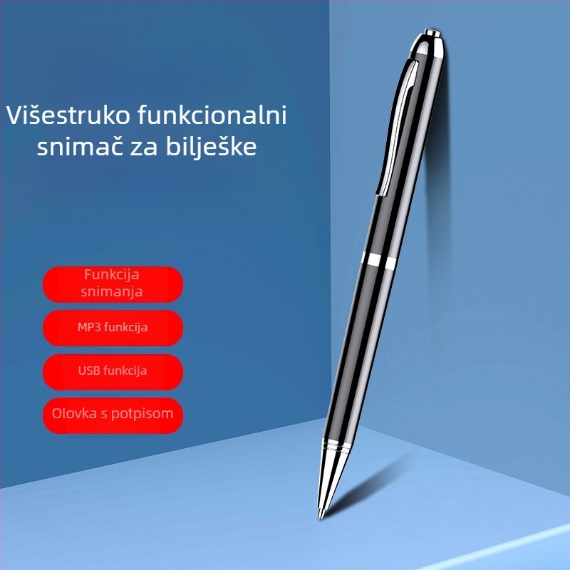 Q90B olovka‑diktofon, jednim pritiskom na snimanje, WAV format, 15 sati snimanja, USB 2.0, dva mikrofona