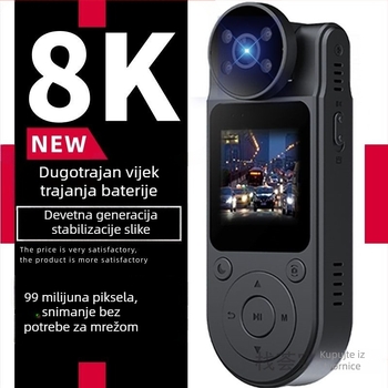 8K ultra-jasan registrator s infracrvenim noćnim vidom, podrška TF kartici i jedan mikrofon