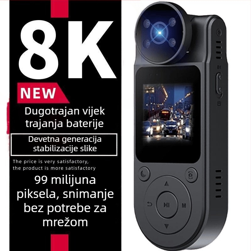 8K ultra-jasan registrator s infracrvenim noćnim vidom, podrška TF kartici i jedan mikrofon
