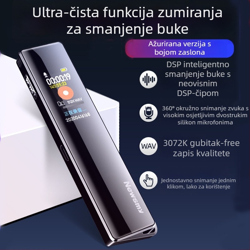 Newman V03 diktafon – WAV snimanje, 600 minuta, USB 2.0 sučelje, ugrađeni dvodirekcijski mikrofon, metalno kućište