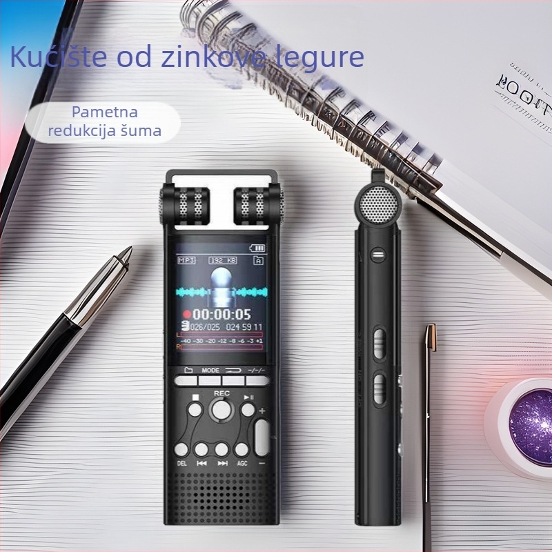 Digitalni diktofon s MP3 playerom, 8/16/32GB, MP3/WAV snimanje, USB 3.0, HD zaslon, metalno kućište