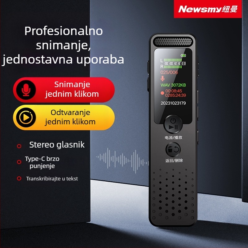 Newman D03 zapisno pero — 360 min snimanja, MP3/WMA/WAV formati, domet snimanja 5–7 m, USB 2.0, ugrađeni mikrofon