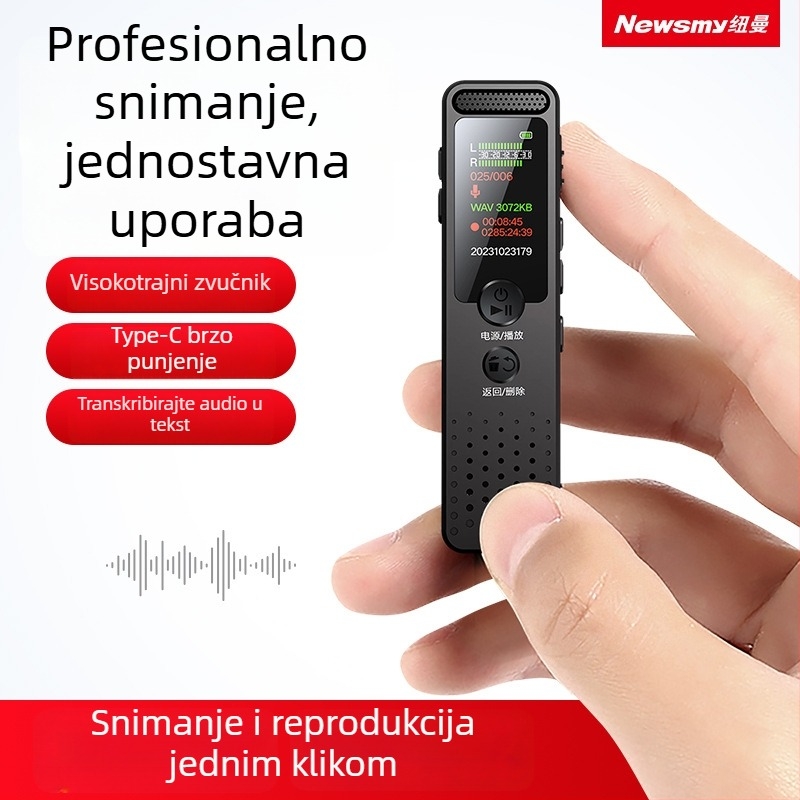 Newman D03 zapisno pero — 360 min snimanja, MP3/WMA/WAV formati, domet snimanja 5–7 m, USB 2.0, ugrađeni mikrofon