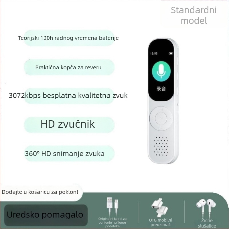Snimačka olovka – prijenosni HD diktafon za studente i profesionalce, MP3, SD kartica, AA baterija