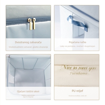 Sklopiva platnena kutija za pohranu, model 8019, kapacitet 90–100 L, prijenosni višenamjenski garderobni organizator za odjeću i igračke