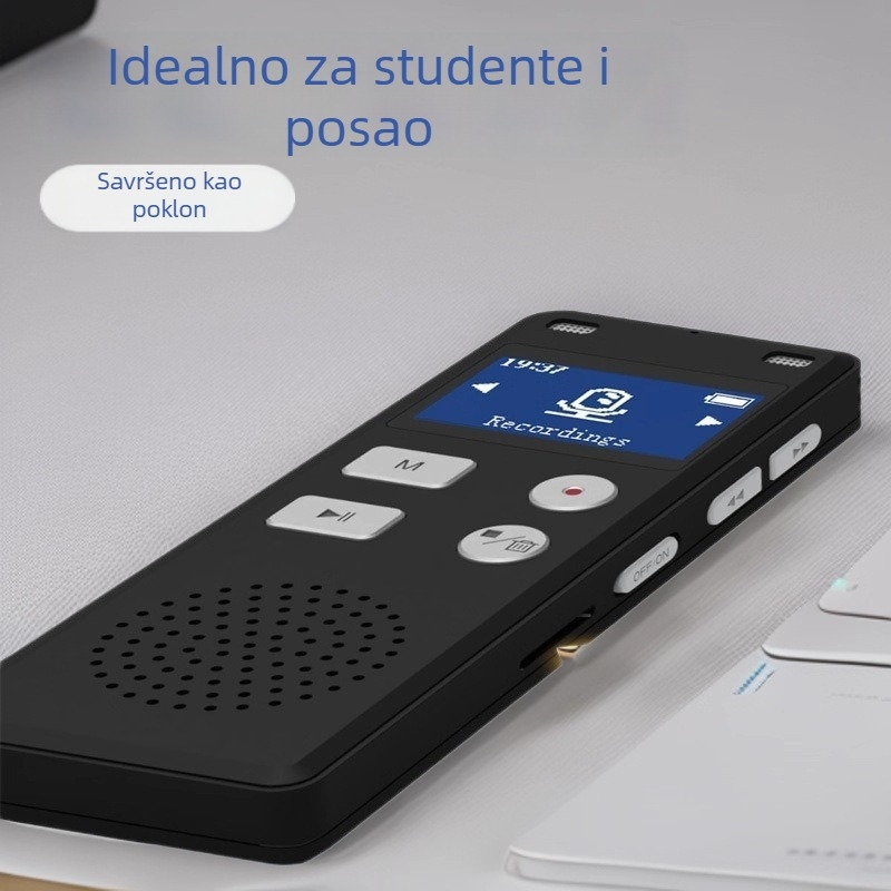 Digitalni diktofon s smanjenjem šuma i dvostrukim mikrofonom, jednim gumbom za snimanje, WAV format, USB 2.0, LiPo baterija, pogodan za poslovna putovanja