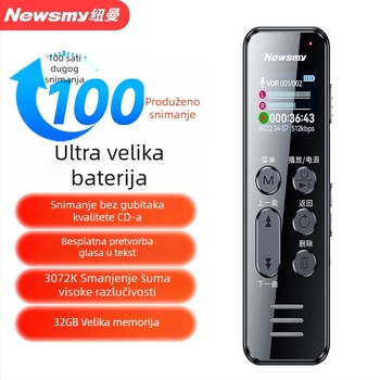 Newman W9 digitalni diktafon s HD redukcijom šuma i transkripcijom, prijenosan, dugotrajna baterija, za studente i profesionalce