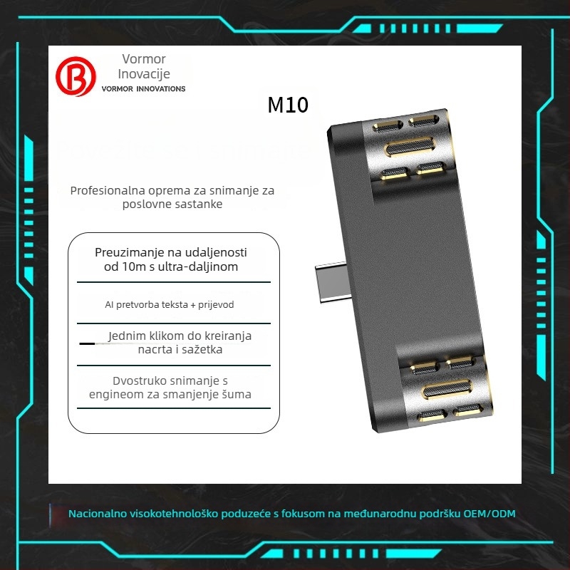 M10 Elite Edition Prijenosni snimač zvuka s dualnim mikrofonima, MP3, neograničeno vrijeme snimanja, OEM prilagodba i ispis logotipa