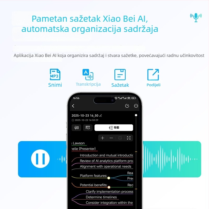 M10 Elite Edition Prijenosni snimač zvuka s dualnim mikrofonima, MP3, neograničeno vrijeme snimanja, OEM prilagodba i ispis logotipa