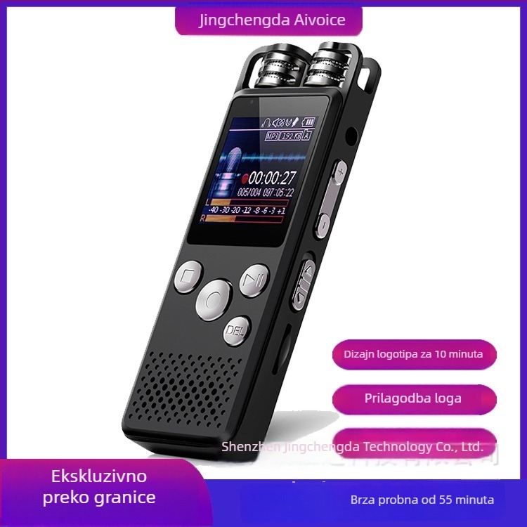 X189 Glasovni snimač s kolorim LCD zaslonom, dvostruki stereo mikrofon, USB 3.0, MP3/WAV, unutarnja memorija + TF kartica
