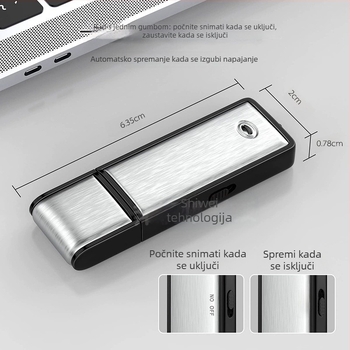 Pen zapisnik U2, jednim klikom snimanje, MP3/WAV, 600 min, USB 2.0