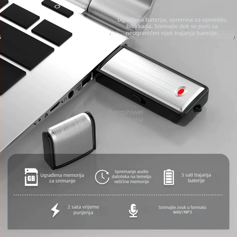Pen zapisnik U2, jednim klikom snimanje, MP3/WAV, 600 min, USB 2.0